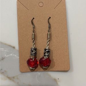 handmade pandora inspired (not a replica) ruby red earrings